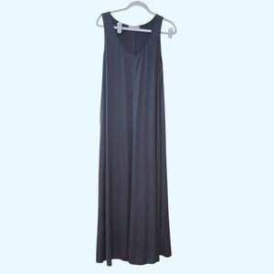 Vince Women's Sleeveless V Neck A Line Solid Maxi Dress Dark Blue Size M Pockets